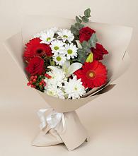 Букет цветов из:  Розы, Хризантемы, Герберы и Лилии в Свердловский